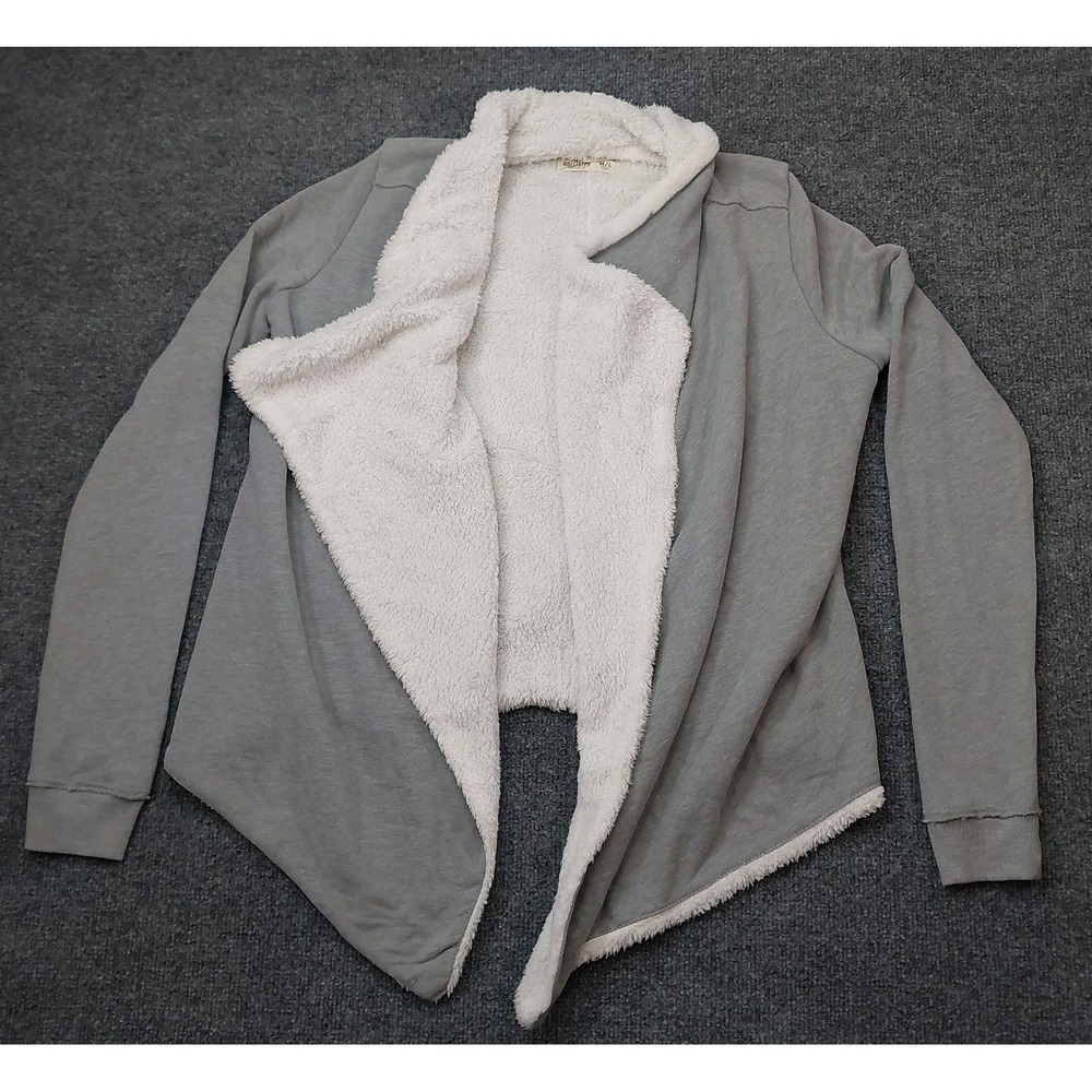 Hollister Cardigan Size Medium Large Sherpa lined Gray Waterfall Cozy